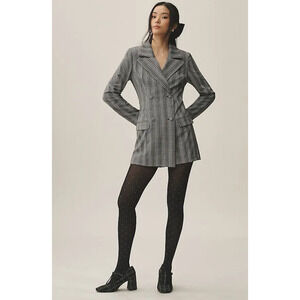 Hutch Plaid Blazer Romper 00 NWT Academia Business Casual Grey Checkered Mini